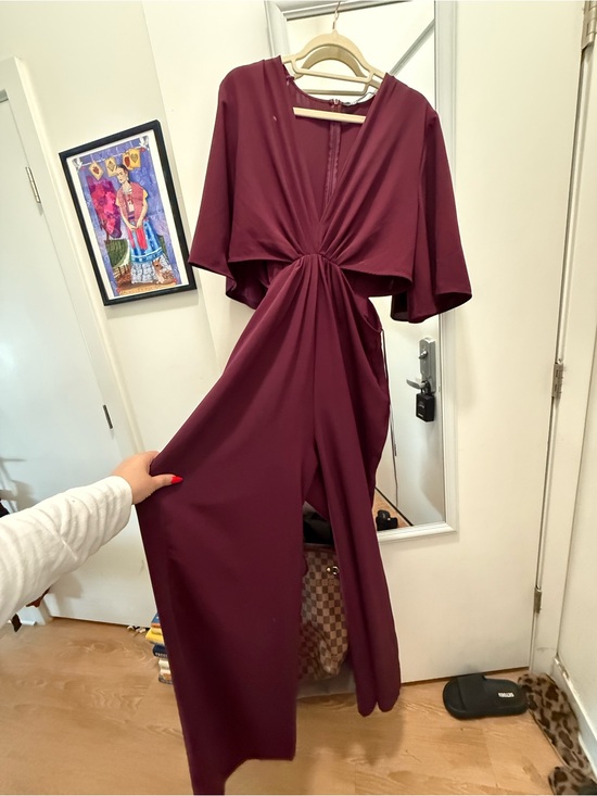 Zara Dresses & Skirts - Zara EWomen's Twist-Front Cut-Out Jumpsuit  in Burgundy